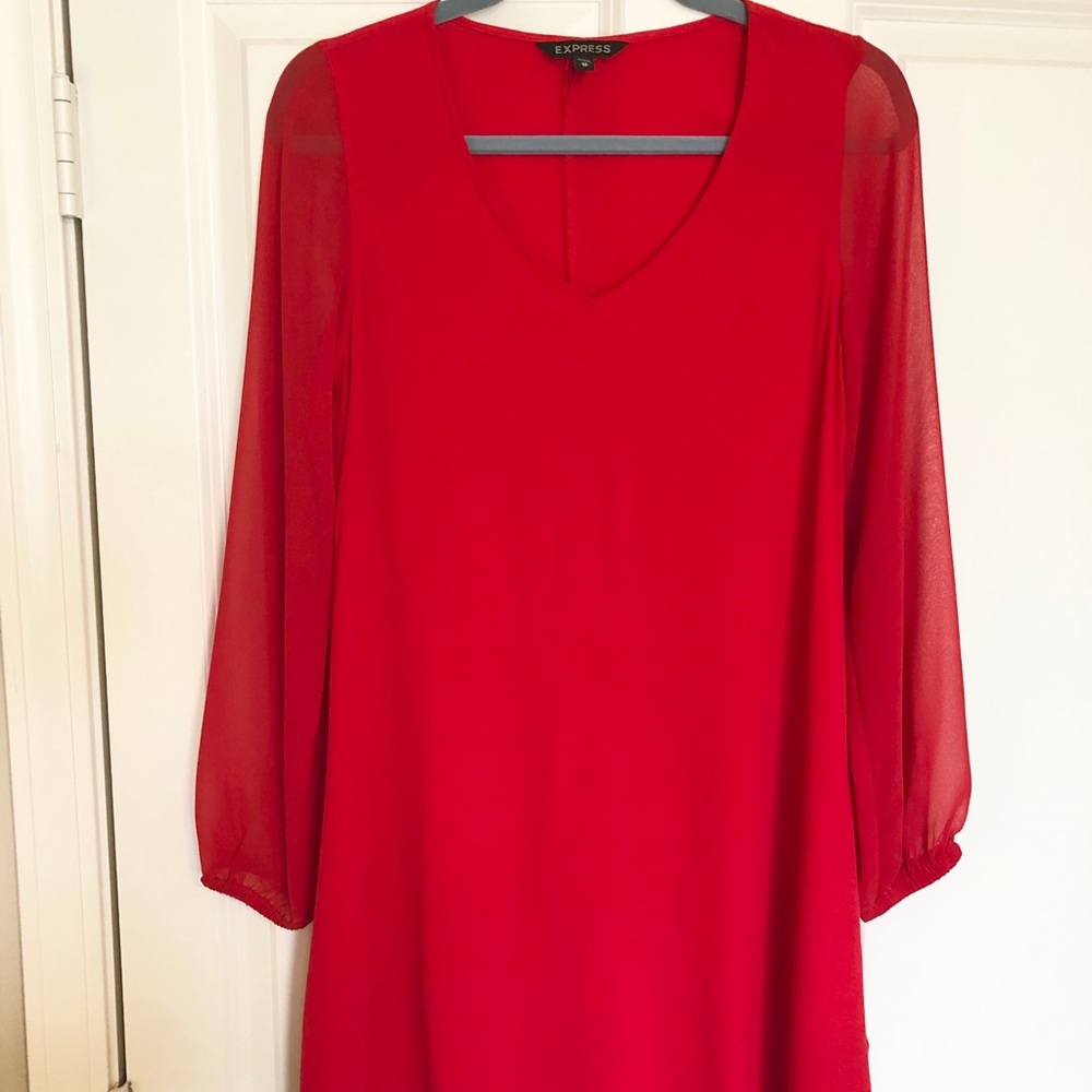 EXPRESS shift dress with sheer long sleeves